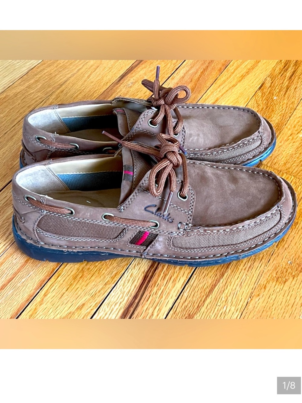 Clarks Brown Leather Boat Shoe Loafers with black Outsole NWOT